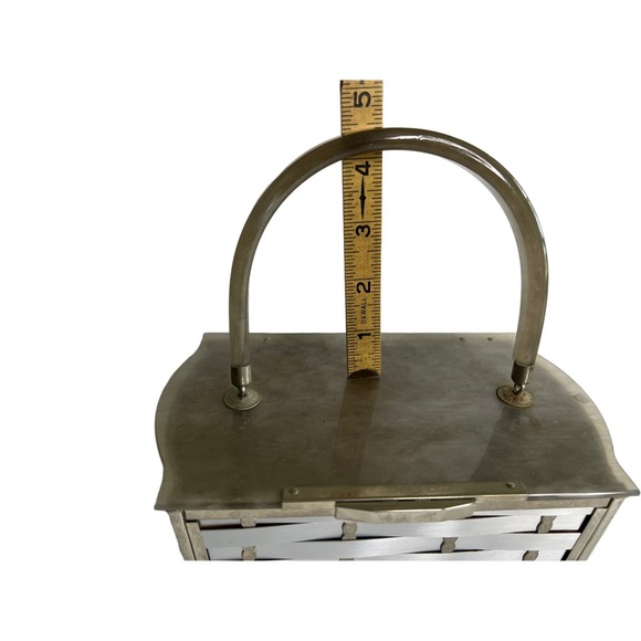 Vintage Majestic Handbag Lucite Handle Chrome Box Metal Weave Design - Picture 13 of 13